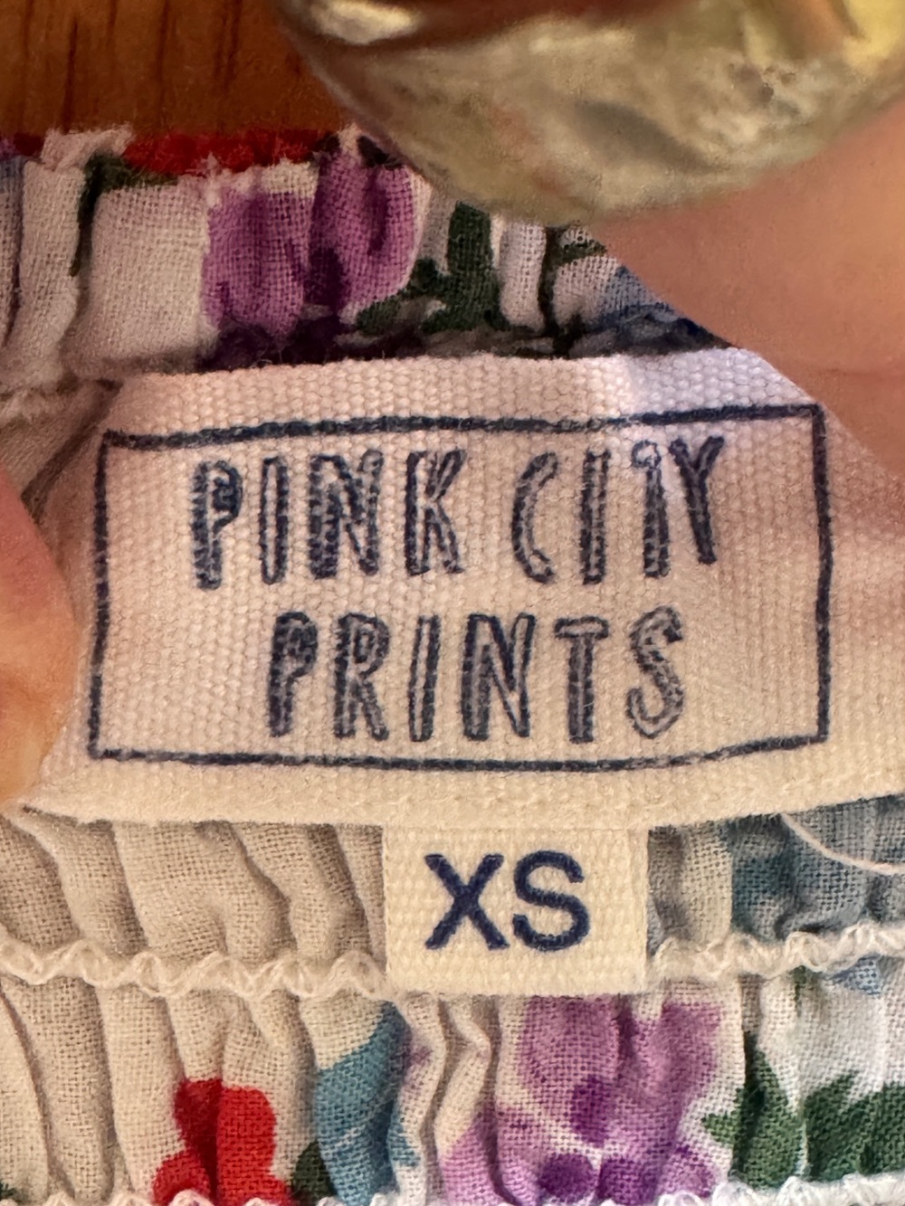 EUC Pink City Prints Smocked Bodice Blue & White Floral Midi Dress w/ pockets XS - Picture 3 of 5
